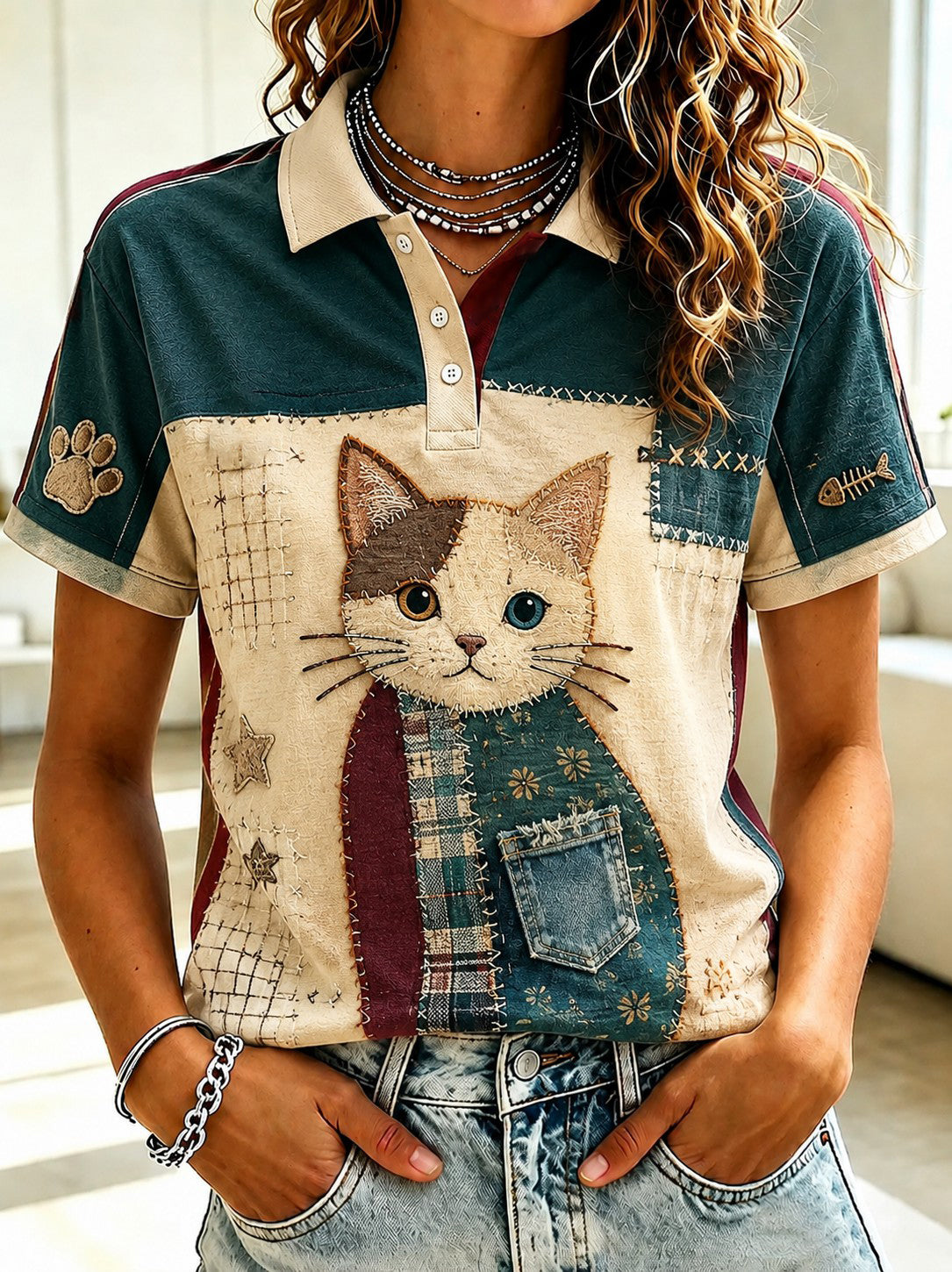 Chemise imprimée Cat Lovers Femme