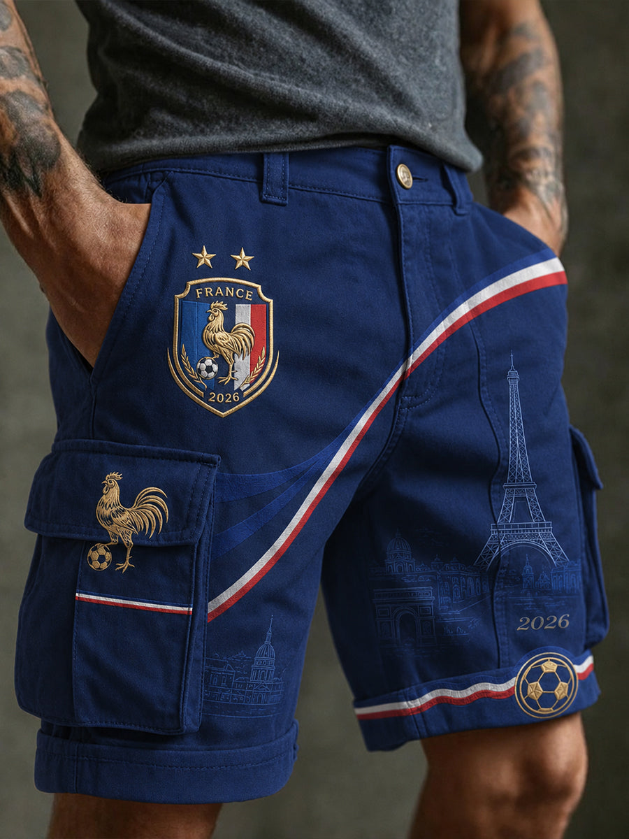 Shorts décontractés pour hommes avec imprimé France Football