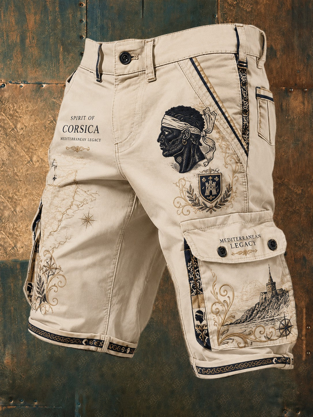 Short Homme Drapeau Corse Français Imprimé