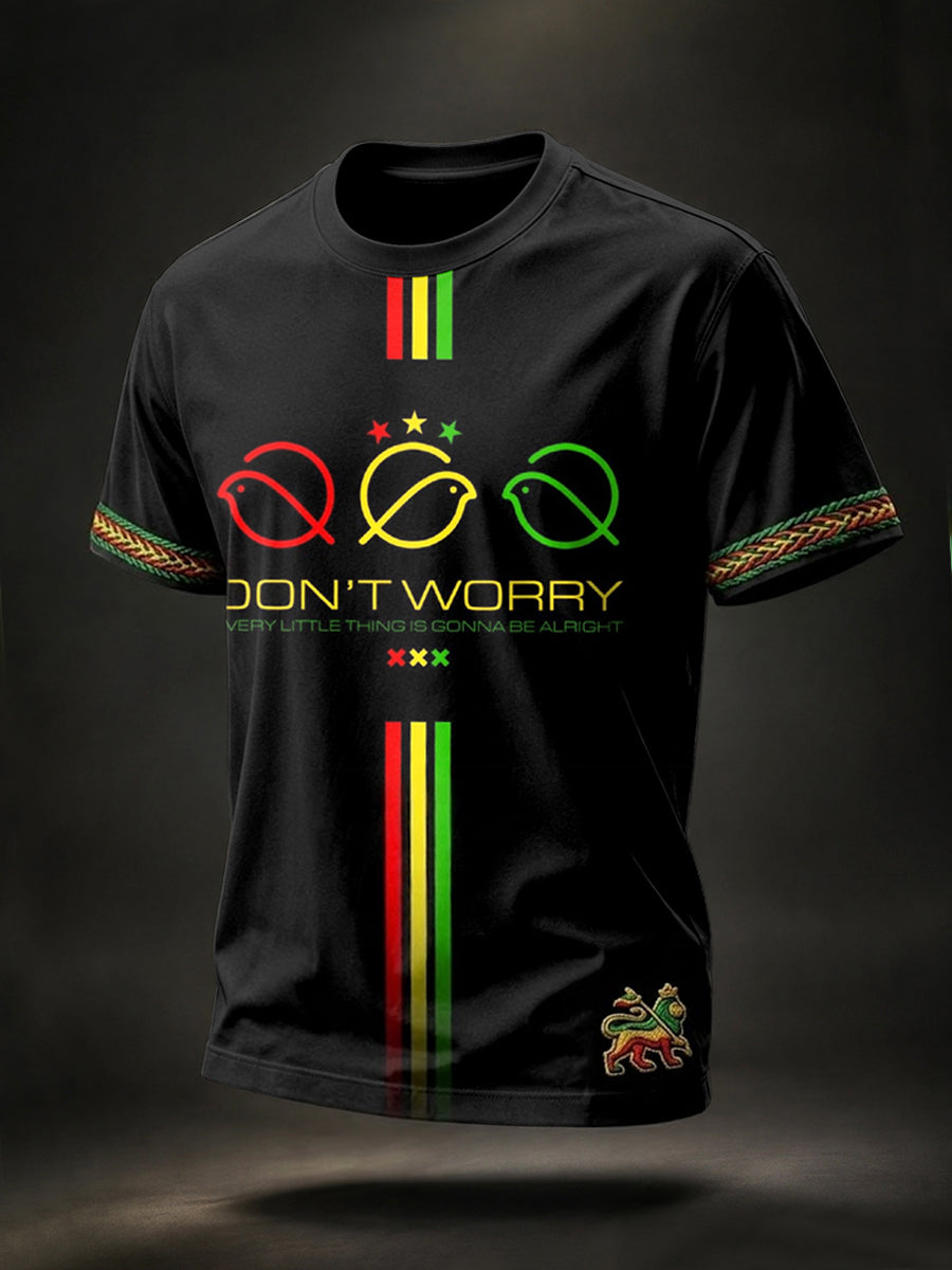 Retro Every Little Thing Is Gonna Be Alright T-shirt décontracté à rayures pour hommes