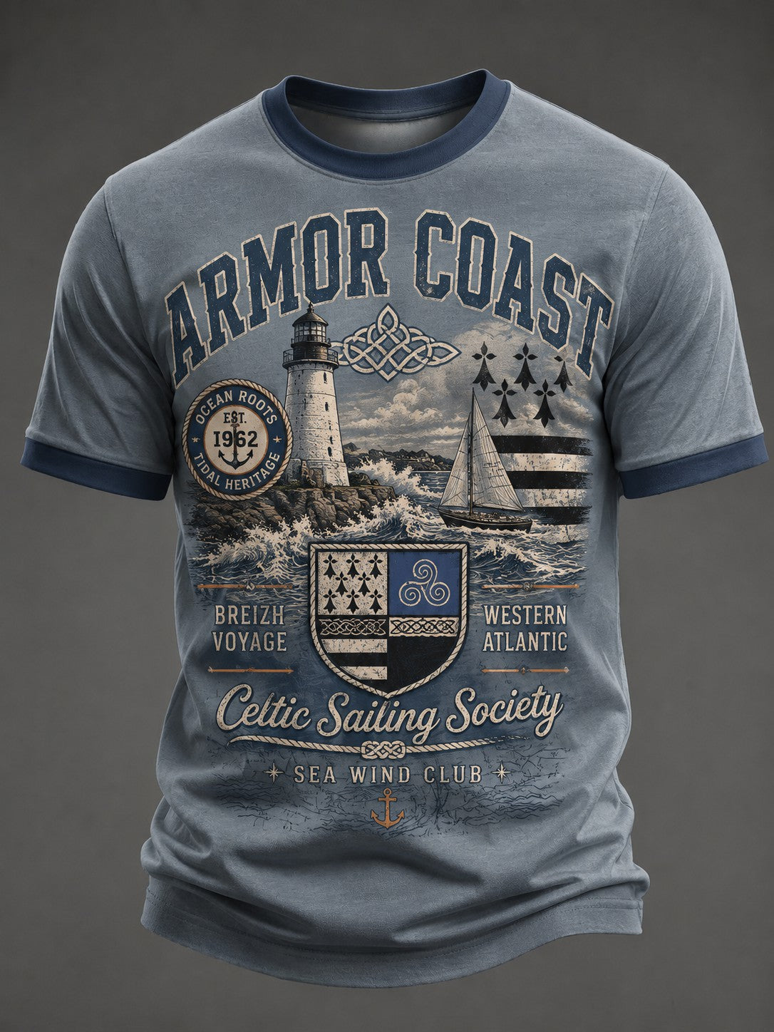 T-shirt pour hommes imprimé celtique de Bretagne, France