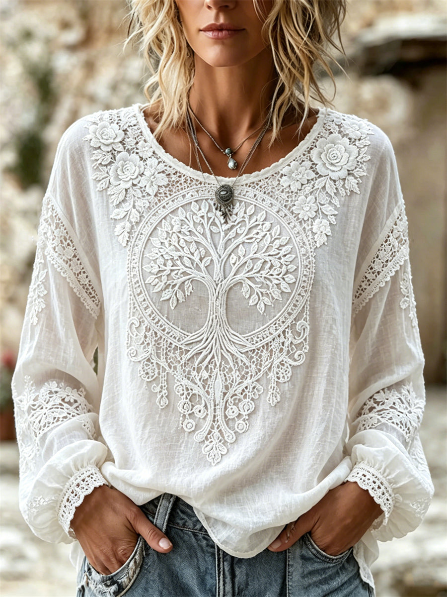 Chemise Femme Viking Tree of Life Classy Imprimé Floral Coton-Lin