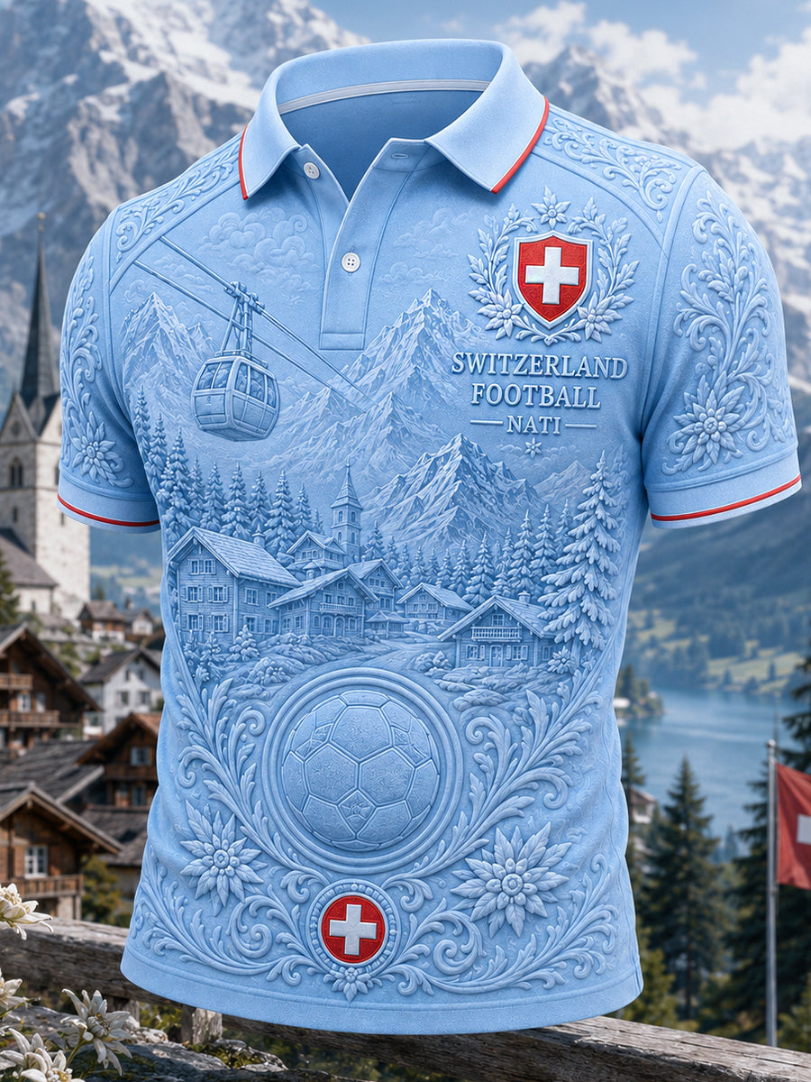 Maillot décontracté avec impression d’art fan de football suisse rétro