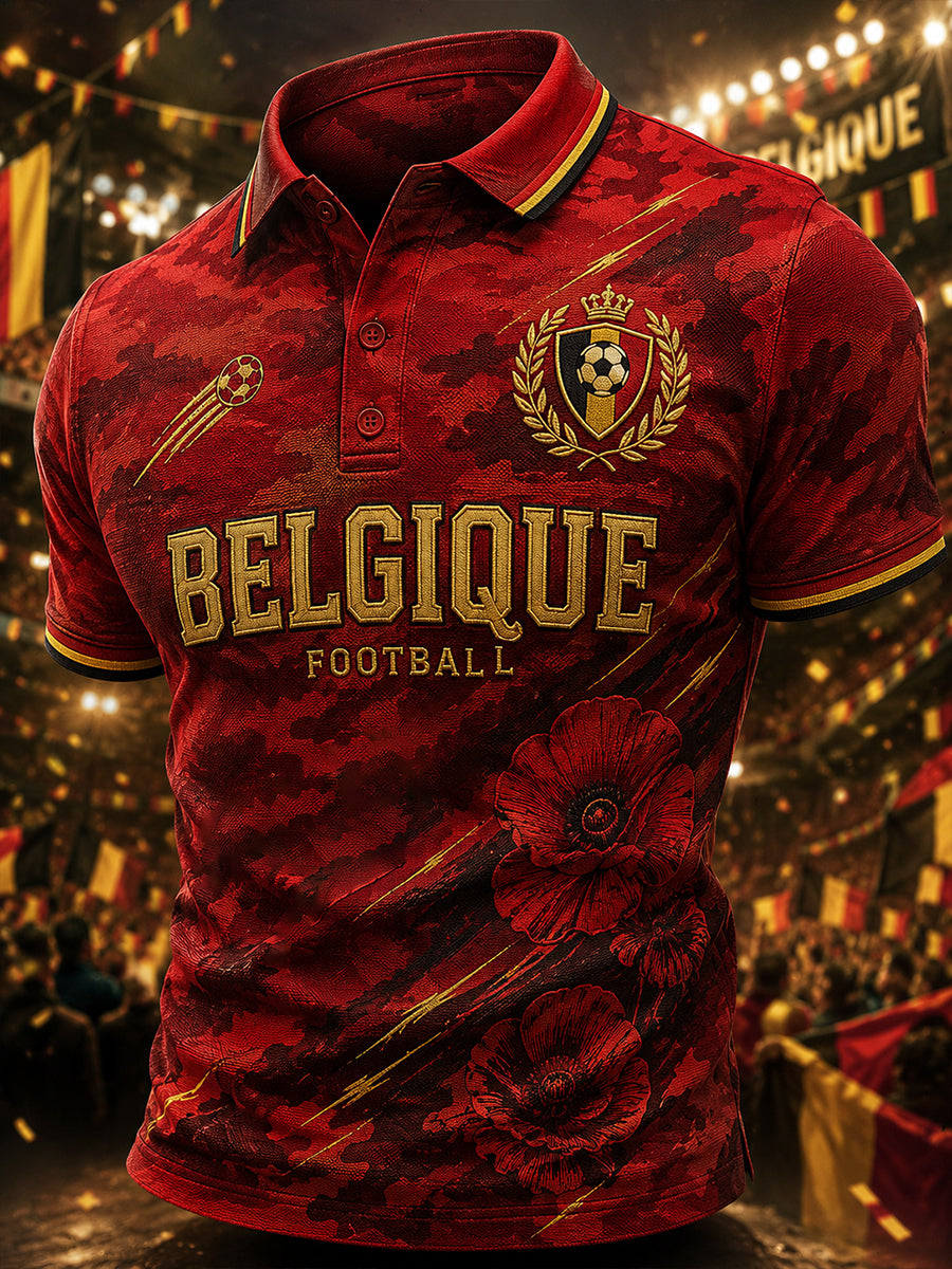 Polo à manches courtes pour homme avec imprimé footballistique