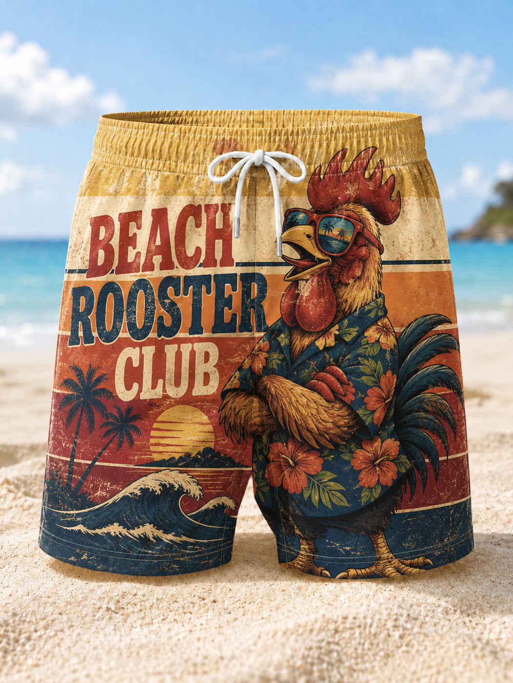 Short de plage imprimé BEACH ROOSTER CLUB Homme