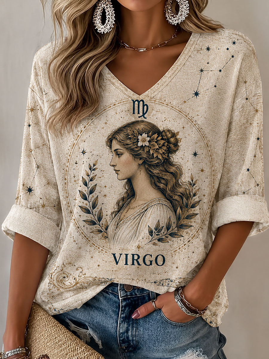 T-shirt décontracté style rétro sur le thème de l'horoscope des femmes
