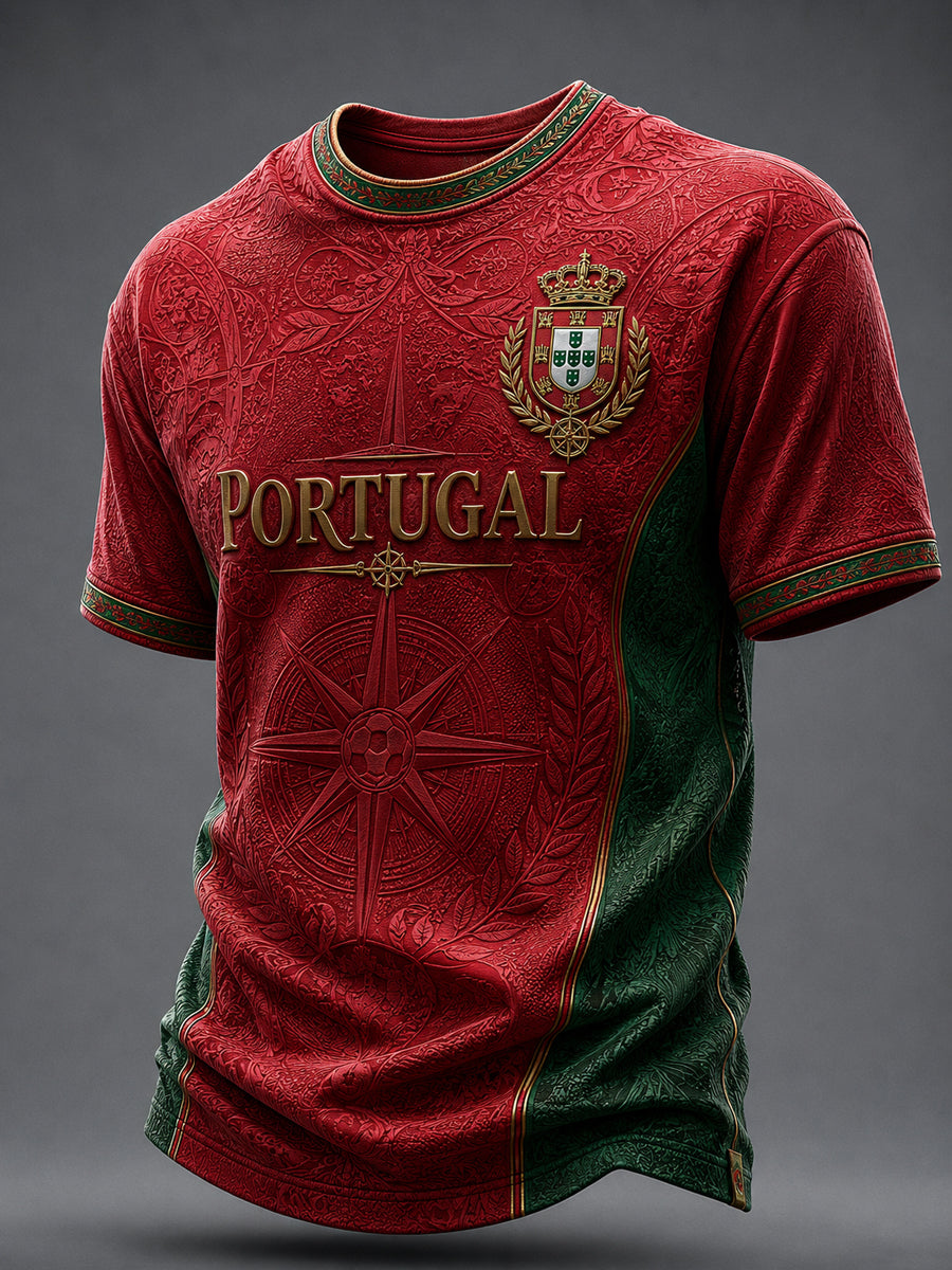 T-shirt imprimé portugais de football pour hommes