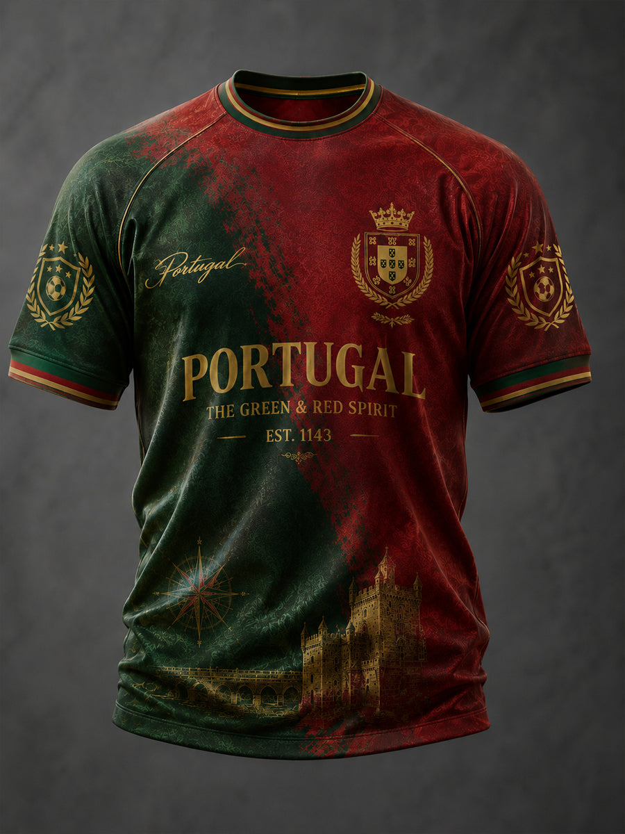 T-shirt décontracté à manches courtes pour homme, imprimé Football portugais