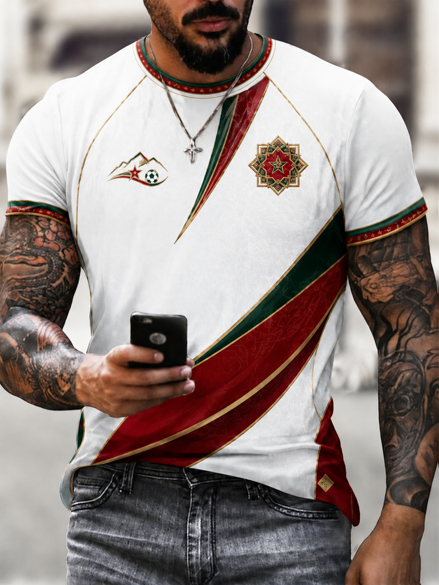 T-shirt homme imprimé Maroc à manches courtes
