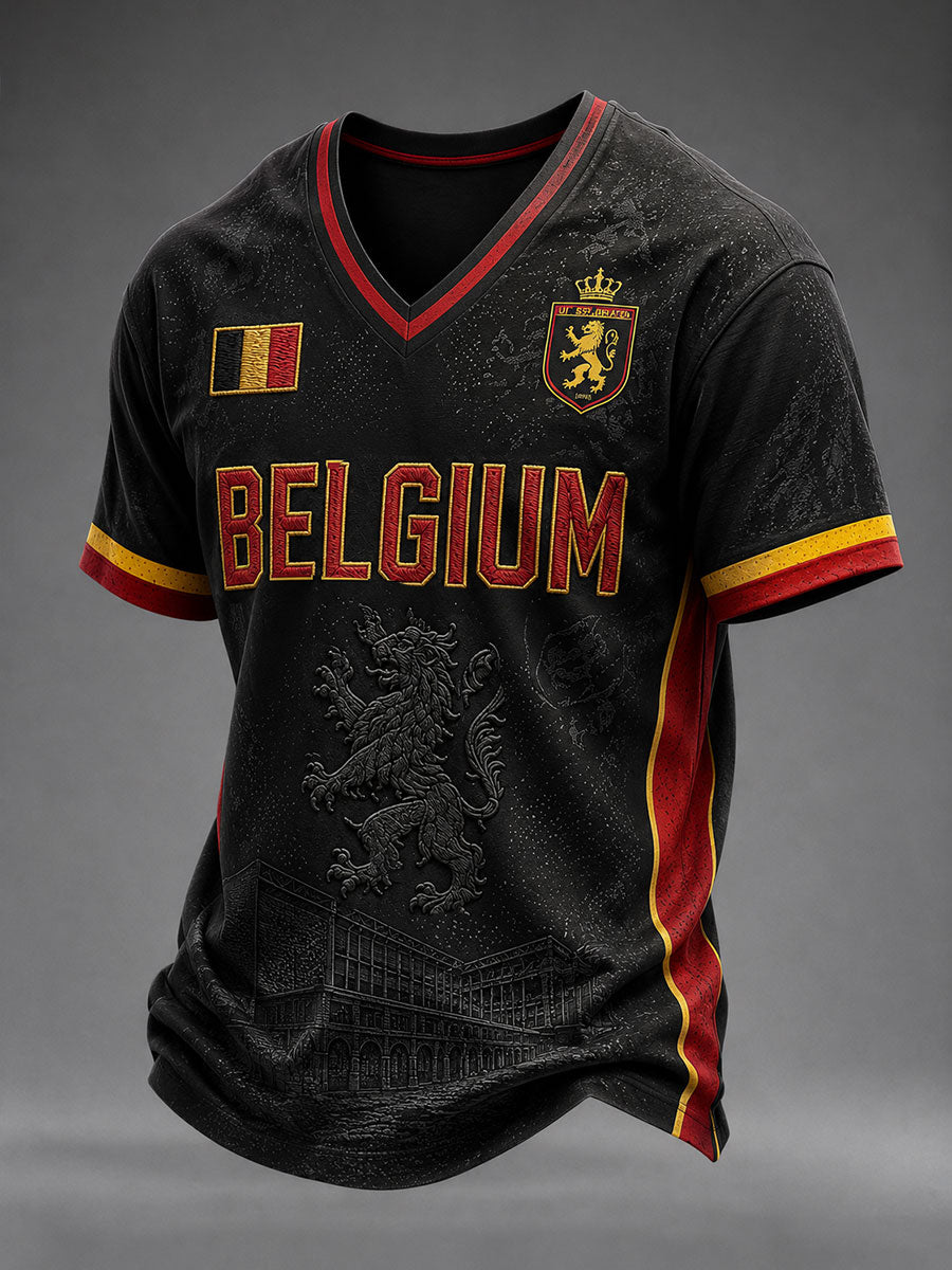 T-shirt à col en V Belgium Football pour homme