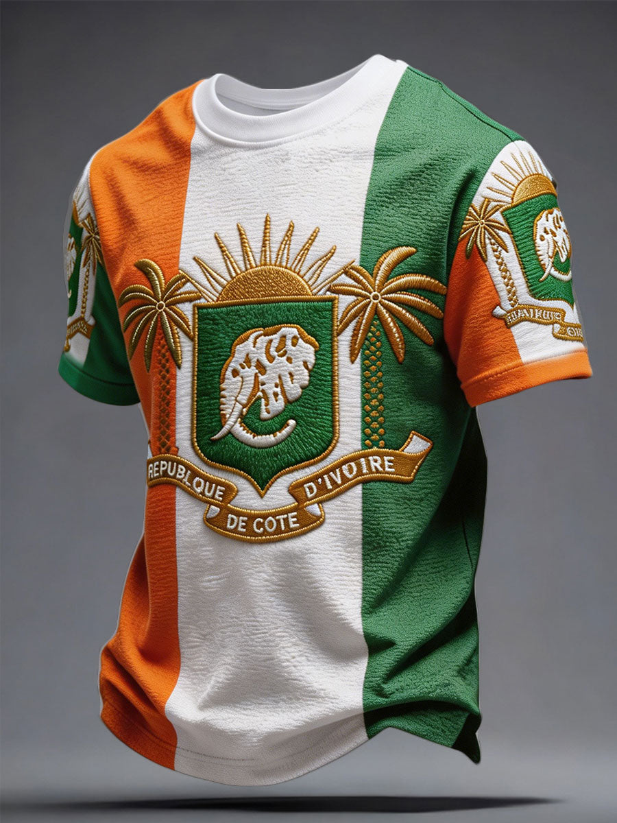 T-shirt imprimé pour passionné de football, Côte d’Ivoire, couleur ivoire pour hommes