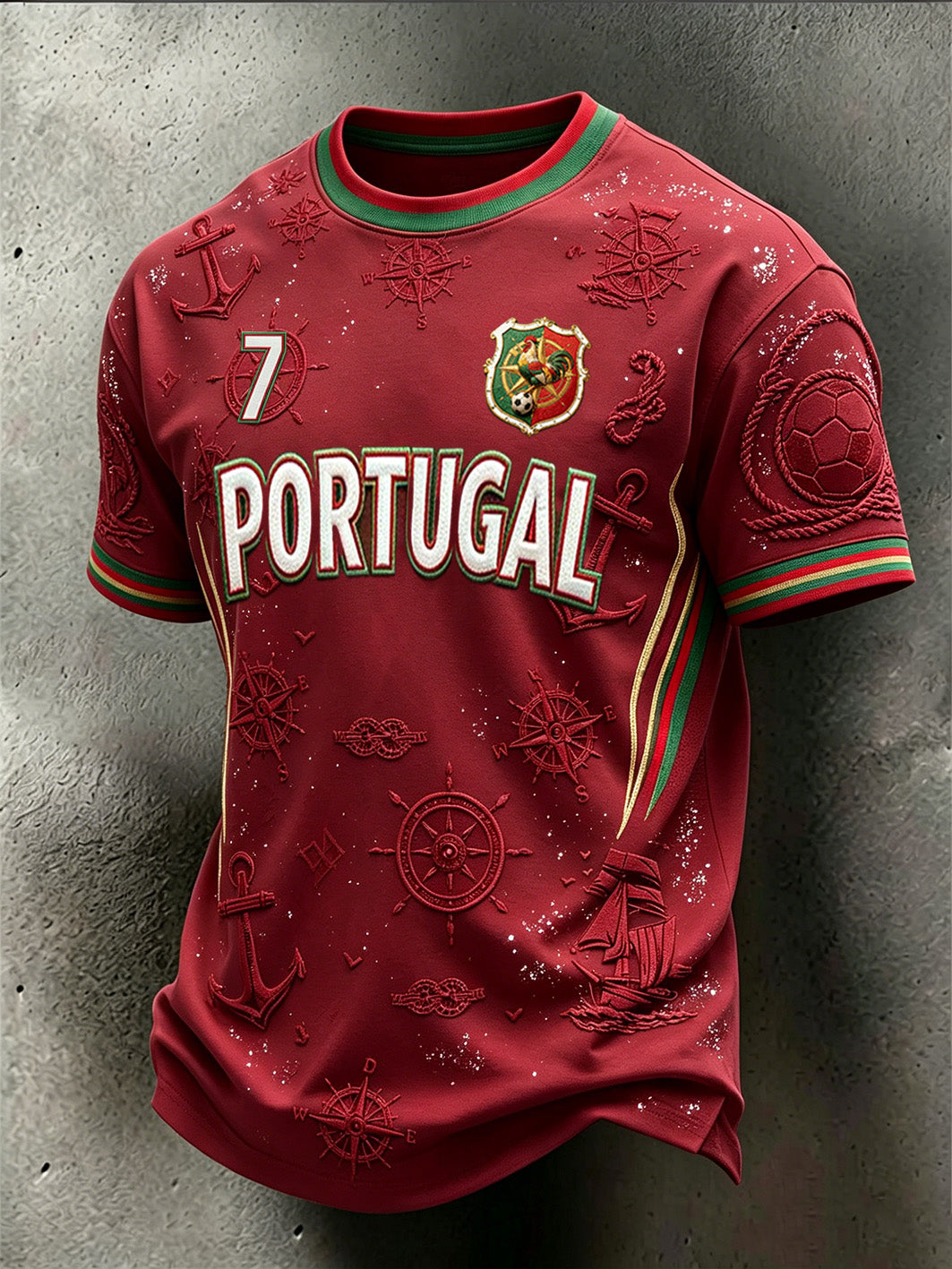T-shirt décontracté pour homme à motif imprimé voiles et football