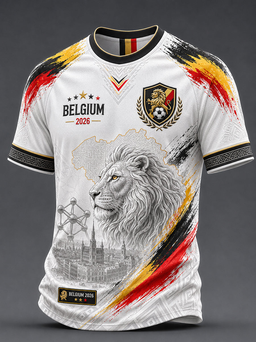T-shirt décontracté avec impression d’art fan de football belge rétro