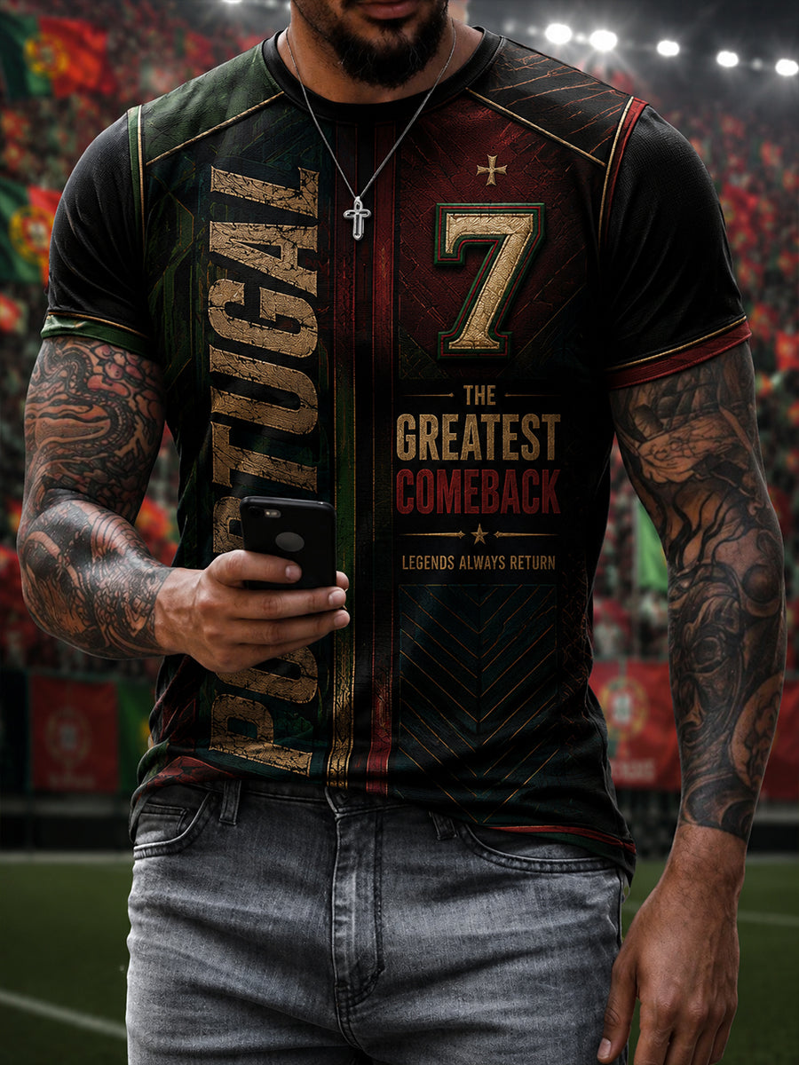 T-shirt graphique de légende du football portugais pour hommes