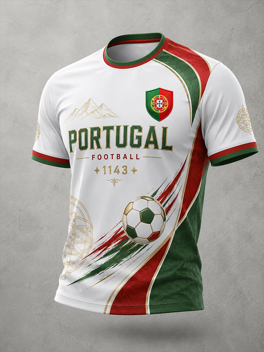 T-shirt imprimé artistique de soutien au match de football du Portugal pour hommes