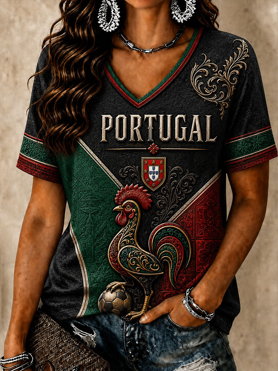 T-shirt manches courtes Portugal Football Femme