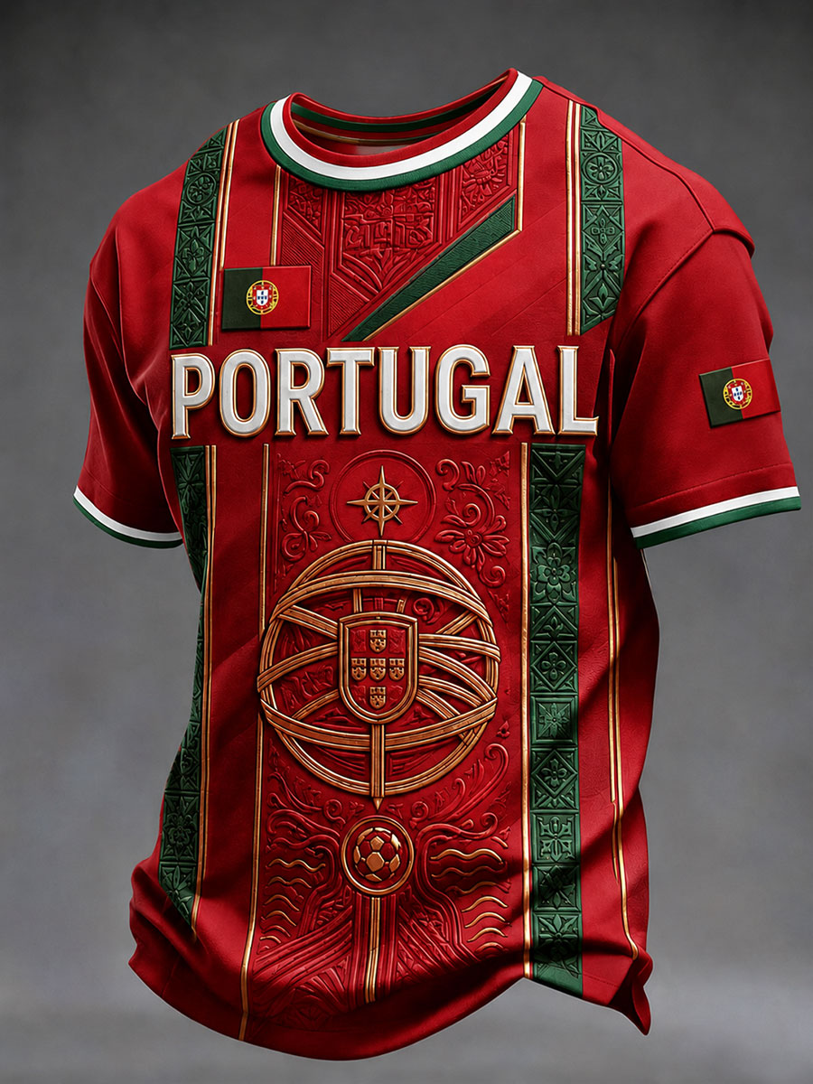 T-shirt à manches courtes de football pour hommes, Portugal