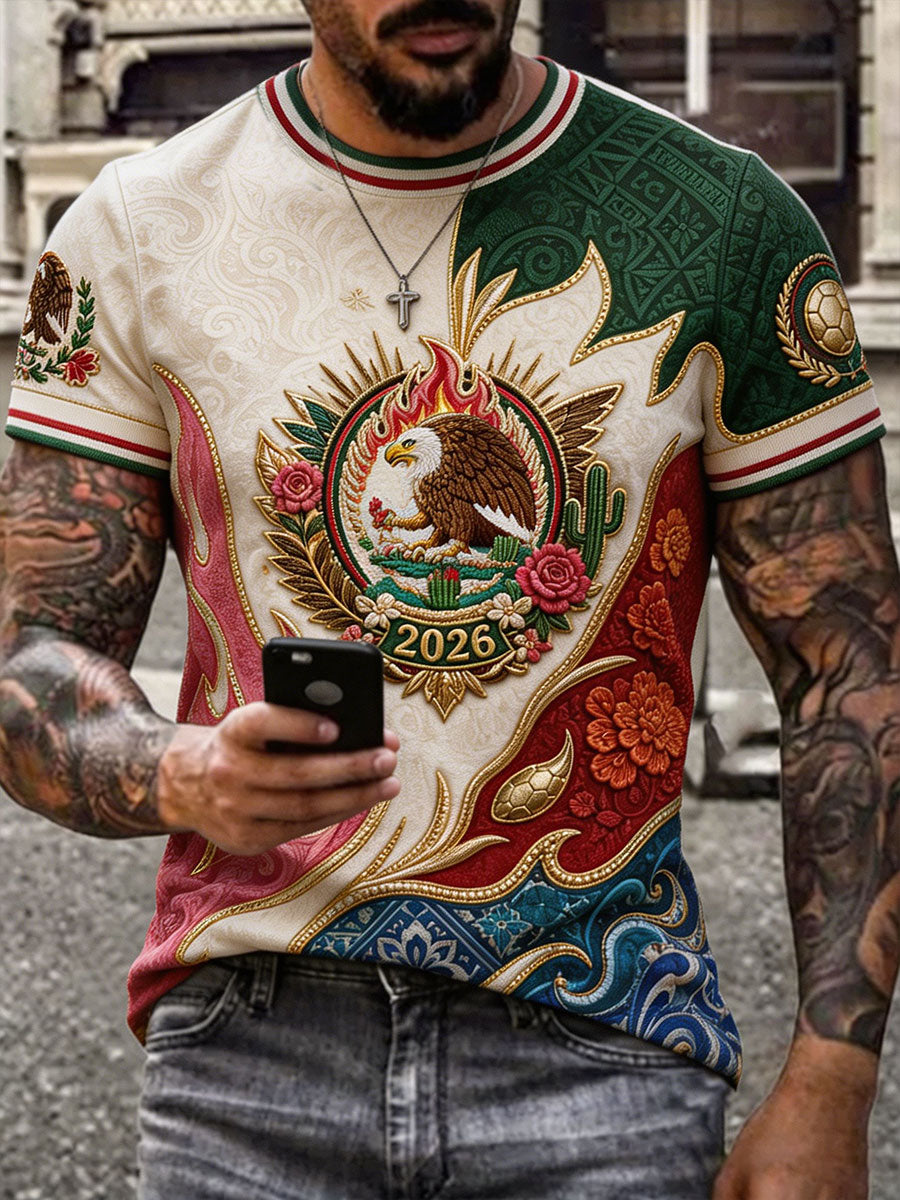 T-shirt imprimé pour passionnés de football, modèle Mexique, pour homme