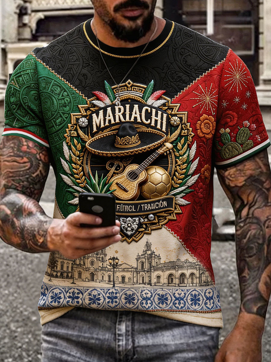 T-shirt imprimé pour passionnés de football, modèle Mexique, pour homme
