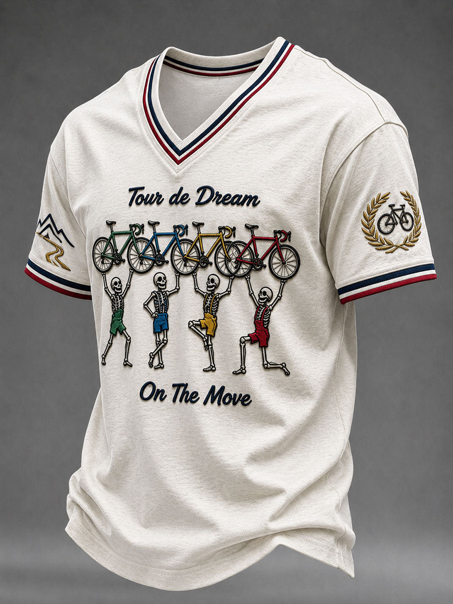 T-shirt à col en V Tour De Dream On The Move pour homme