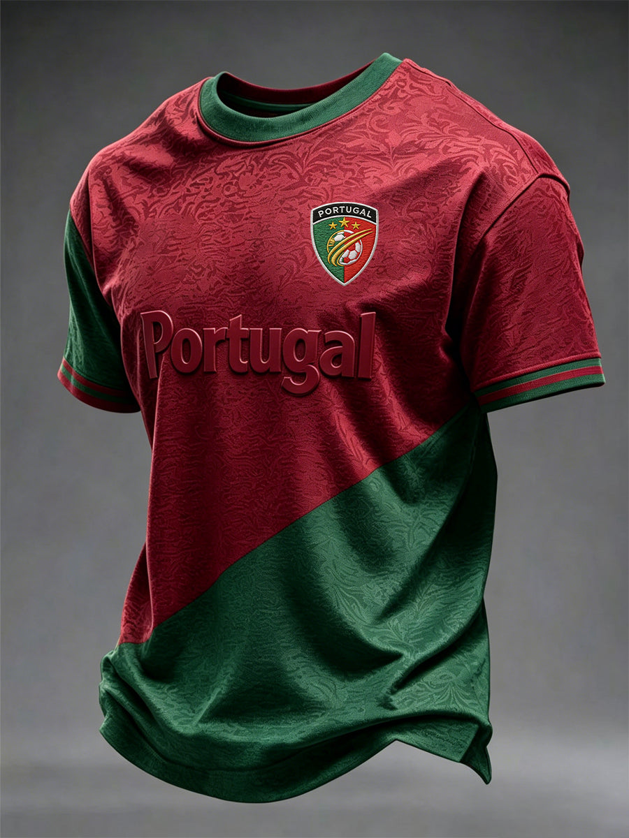 T-shirt imprimé du football portugais des hommes