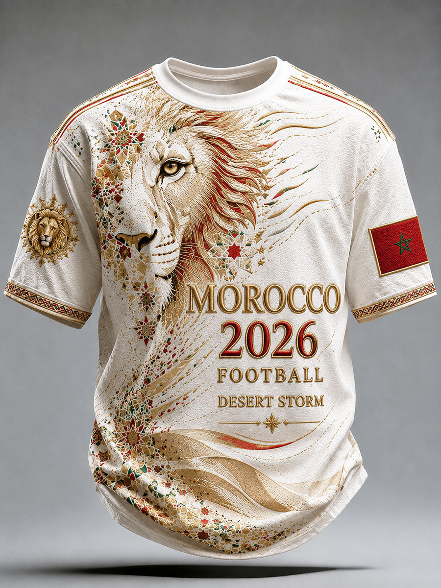 T-shirt homme 2026 à imprimé Lions du Maroc pour le football