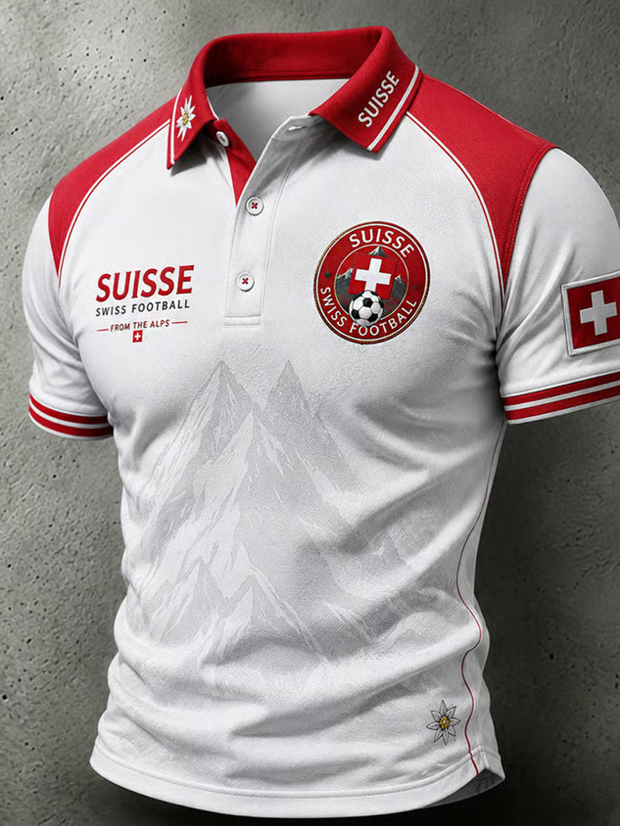 Polo artistique pour amoureux du football suisse, modèle homme