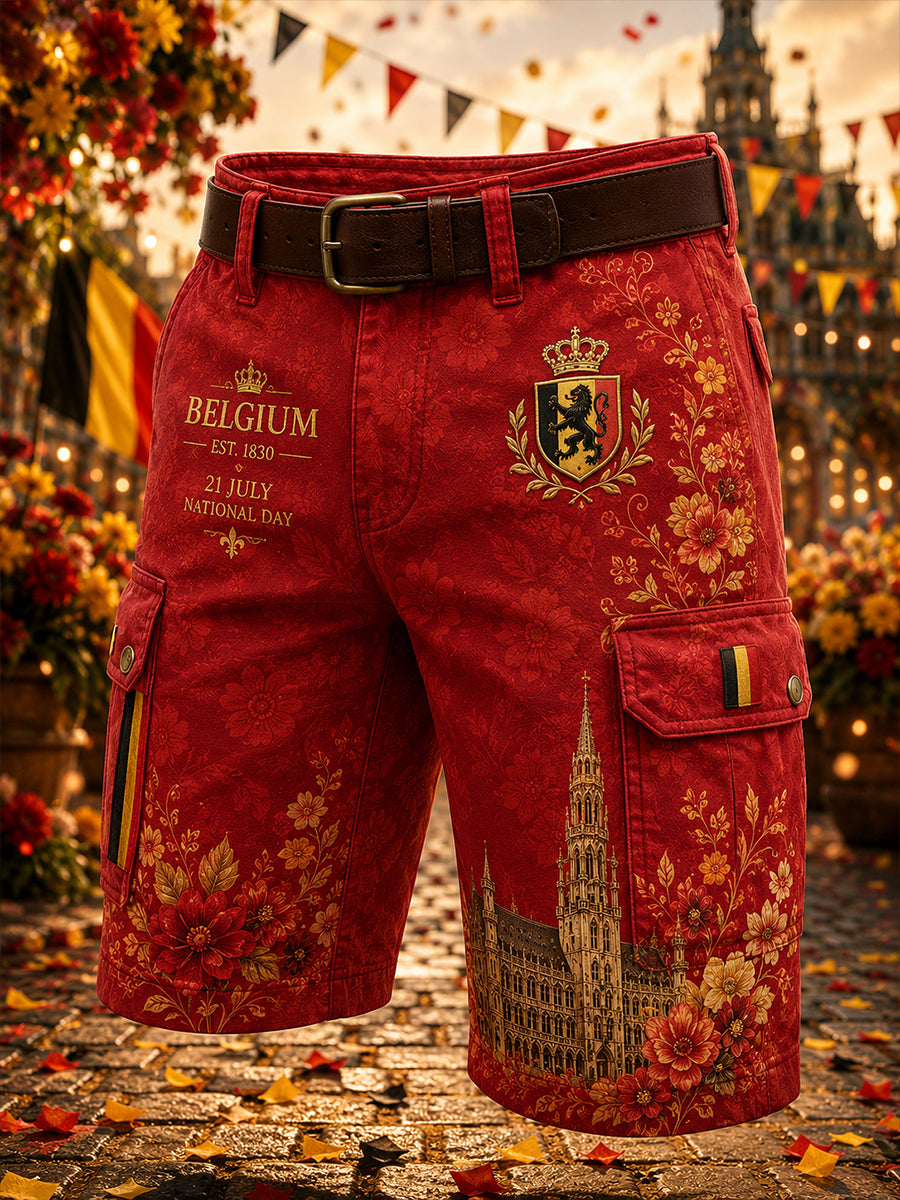 Pantalon Cargo Cropped Homme Imprimé Thème Fête Nationale