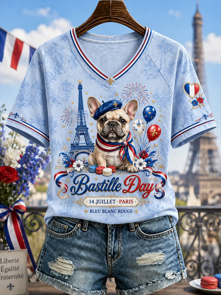 T-shirt manches courtes à épaules dénudées France Bastille Day Femme