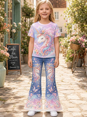 Girls' Rainbow Horse Short-Sleeve Shirt Set