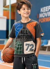Children's Sporty Style Print Short Sleeve T-Shirt