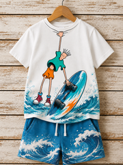 Sport Style Short-Sleeve Shirt Set