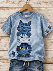Children's Fun Animals Print Short Sleeve T-Shirt