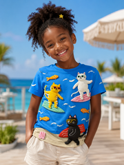 Children's Fun Animals Print Short Sleeve T-Shirt