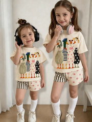 Children's Fun Animals Short-Sleeve Shirt Set