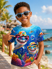Children's Fun Animals Print Short Sleeve T-Shirt