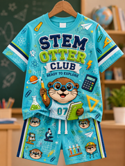 Back-To-School Season Short-Sleeve Shirt Set