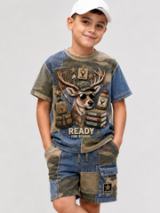 Back-To-School Season Short-Sleeve Shirt Set