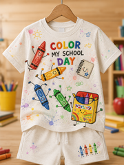 Back-To-School Season Short-Sleeve Shirt Set