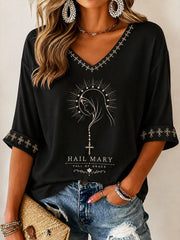 Maglietta casual da donna Virgin Mary Catholic Faith
