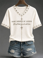 T-shirt casual da donna Santa Teresa di Lisieux Catholic Faith