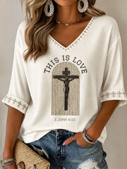 T-shirt casual da donna This Is Love Catholic Faith