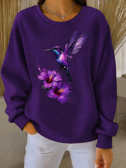 Felpa casual donna viola stampa artistica