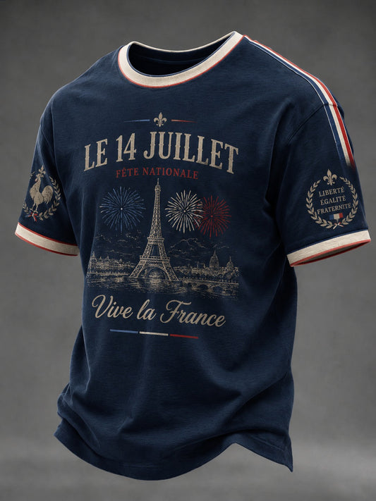 T-shirt pour hommes France Le 14 Juillet imprimé