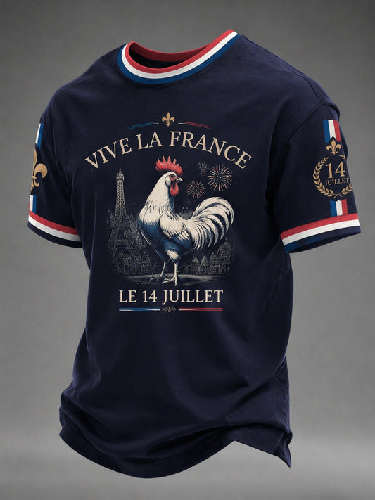 T-shirt pour hommes France Le 14 Juillet imprimé