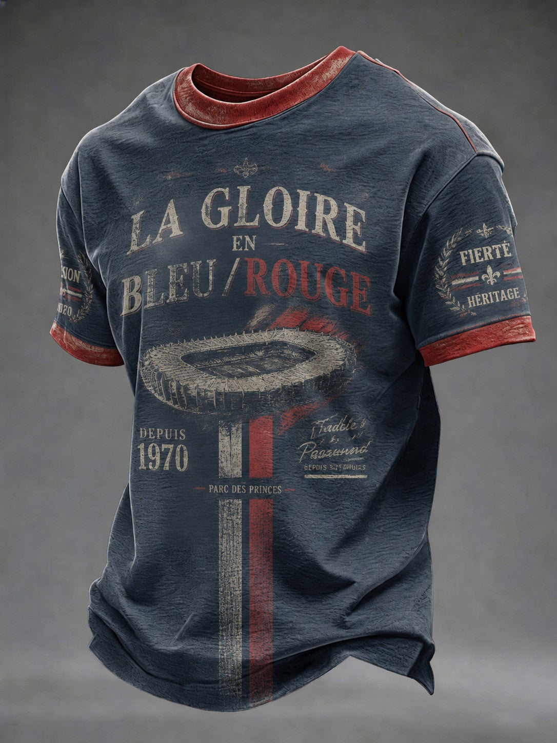 T-shirt homme La Gloire en Bleu Rouge à imprimé footballistique