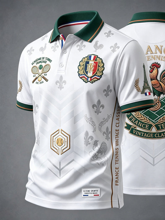 Polo décontracté rétro à l’art du tennis français
