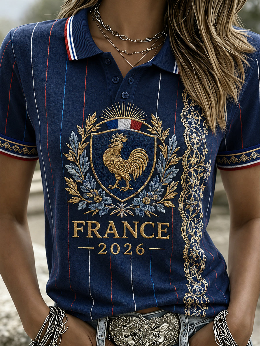 T-shirt polo de football français pour femmes