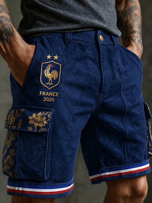 Shorts décontractés pour hommes avec imprimé France Football