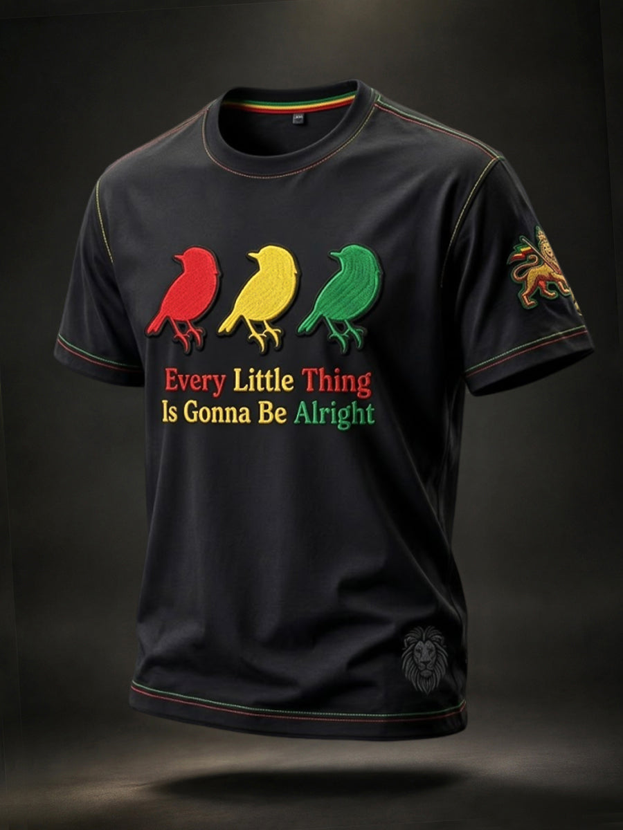 T-shirt décontracté rétro Reggae «Every Little Thing Is Gonna Be Alright» pour homme